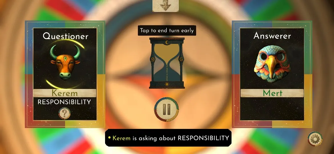 Questioner and Answerer cards while the question is being asked