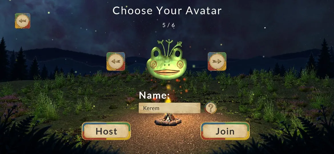 Choosing an avatar mask and typing a name